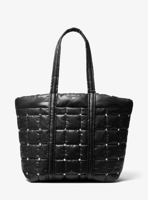 Damske Prenosná Taška Michael Kors Stirling Extra-Large Studded Quilted Recycled Polyester Čierne - Kabelky Michael Kors Levně | EHPIC-9370